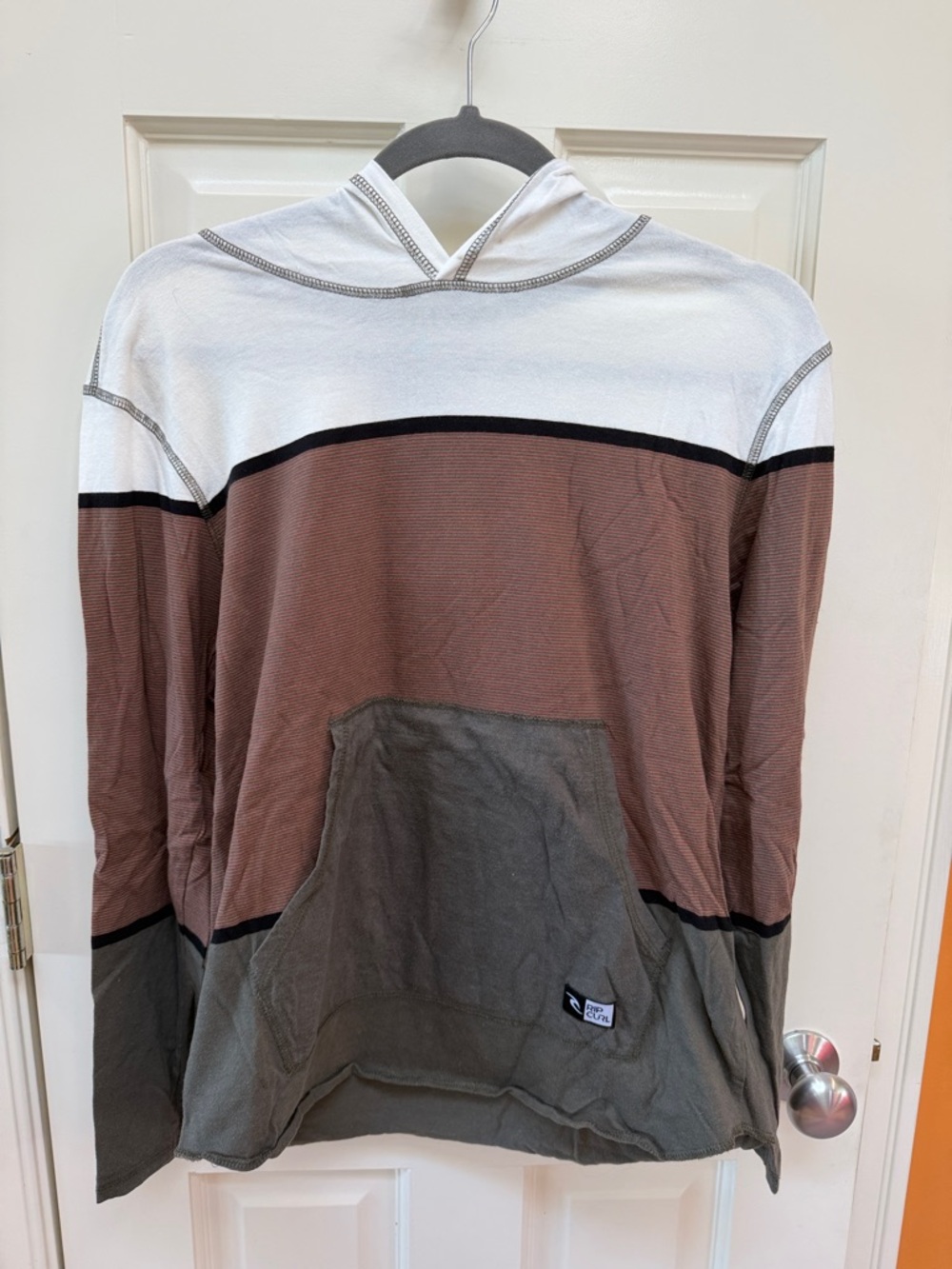 Rip Curl Men's White, Brown & Gray Colorblock Hooded Long-Sleeve